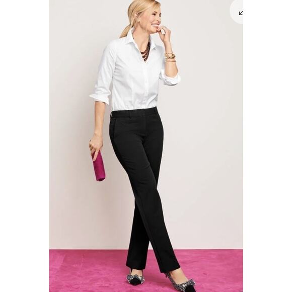 Talbots Curvy Fit Refined Bi-Stretch Barely Boot Dress Pants Black Womens 18 NWT - Picture 11 of 15